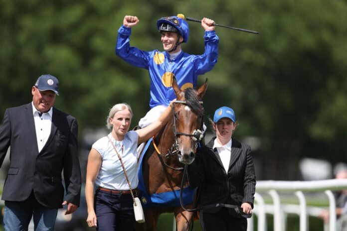 Fantastic Moon Derby 2023 Fantastic Moon siegt unter Rene Piechulek im IDEE 154. Deutsches Derby