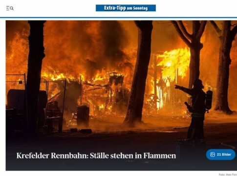 Brand auf Krefelder Rennbahn - Menschen und Pferde nicht in Gefahr Brand Krefeld