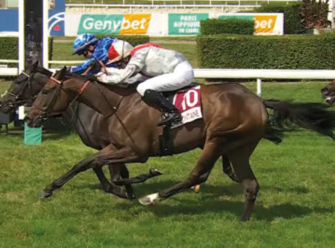 Suborics' zweijährige Gua Lipa siegt in Clairefontaine Gua Lipa (innen) Foto: Screenshot/Equidia