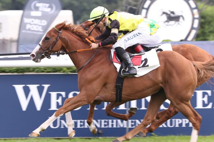 Waldadler siegt unter Thore Hammer-Hansen im Hoppegartener Steherpreis, L.