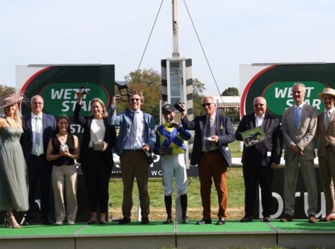 Grosse Woche: Erfreuliche Wettumsätze, Plus bei den Zuschauern Siegerehrung nach Goliaths Triumph im WETTSTAR.de 155. Grosser Preis von Baden