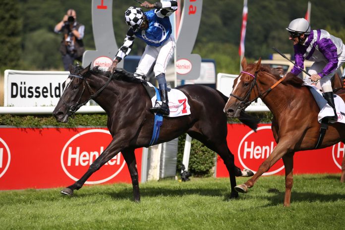 Turfdonna beim Diana-Sieg unter Eddie Pedroza Turfdonna beim Diana-Sieg unter Eddie Pedroza